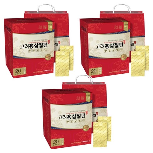 고려홍삼진흥원 고려홍삼절편 타워형 + 쇼핑백, 400g, 3박스
