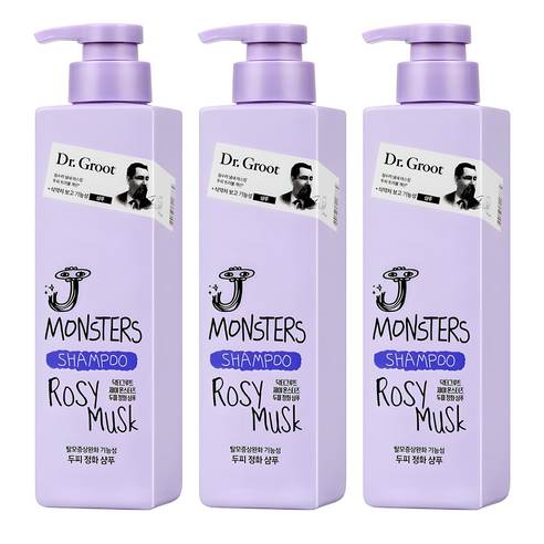 닥터그루트 제이 몬스터즈 두피 정화 샴푸 로지 머스크향, 400g, 3개