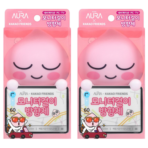 AURA 카카오 모니터걸이 방향제 어피치 윌유메리미향 본품, 4.5ml, 2개