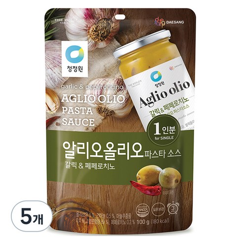 청정원 알리오올리오 파스타소스 싱글파우치, 100g, 5개