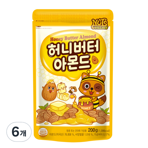넛츠빌리지 허니버터 아몬드 200g, 6개