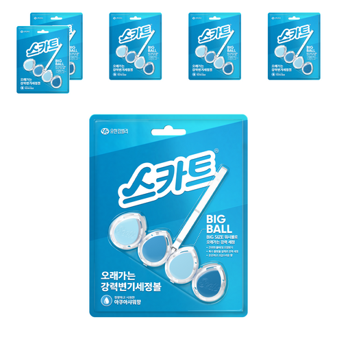 스카트 유한킴벌리 오래가는 아쿠아샤워향 강력 변기 세정볼, 60g, 6개
