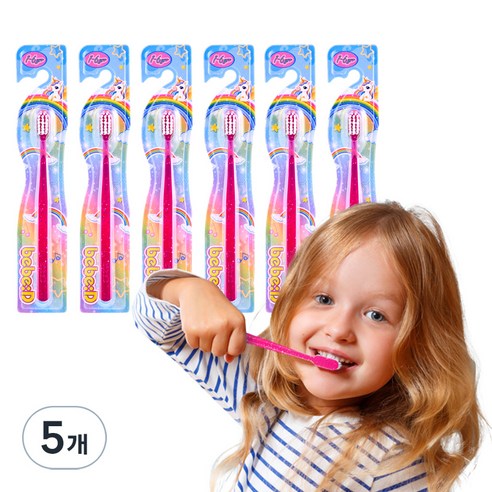 bebeD 초콜릿도 잘 닦이는 칫솔, 반짝이핑크, 6개입, 5개