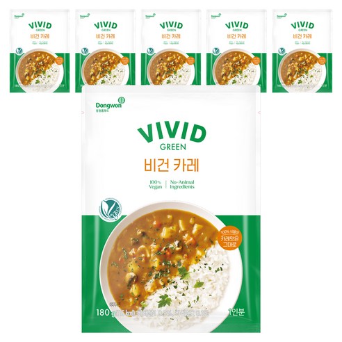 동원홈푸드 비비드그린 비건 카레, 180g, 6개