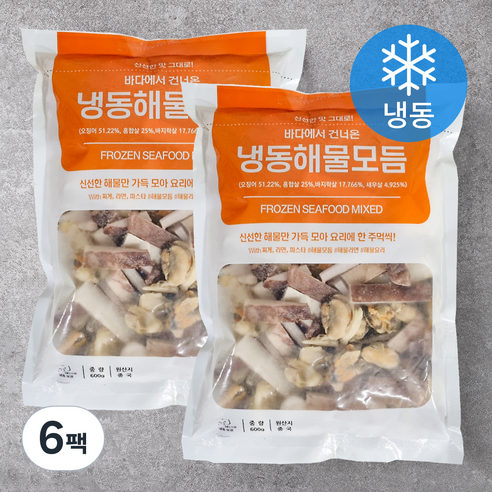 바다에서 건너온 해물모듬 (냉동), 600g, 6팩