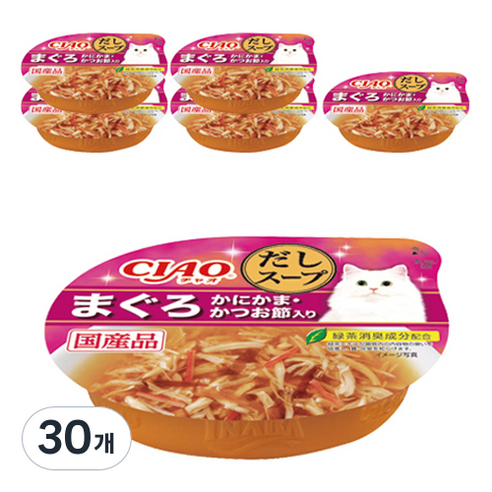 챠오츄르 이나바 고양이 다시스프컵, 참치&게맛살&가다랑어, 60g, 30개