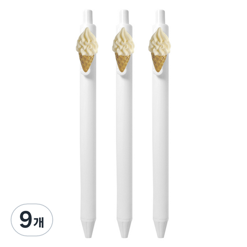 큐티파츠 젤펜 소프트 콘 아이스크림 0.5mm, 바닐라, 9개