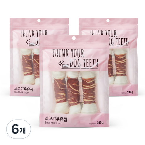 띵크유어도그티 딩고 우유껌 대형 3p, 소고기우유껌, 240g, 6개