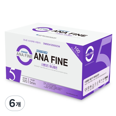 에스디바이오센서 아나파인 펜니들 인슐린 주사바늘 32G 5mm, 6개, 100개입