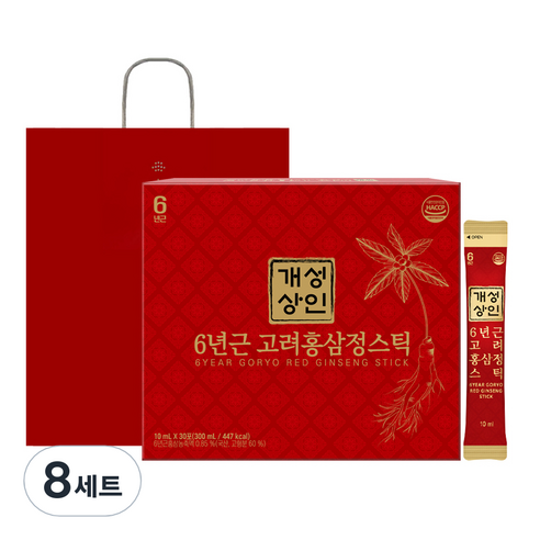 개성상인 6년근 고려홍삼정 스틱 + 쇼핑백, 300ml, 8세트