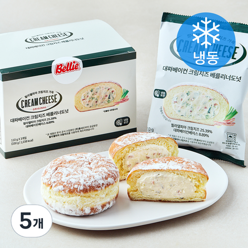 대파베이컨 필라델피아 크림치즈 베를리너 도넛 (냉동), 110g, 5개, 3개입