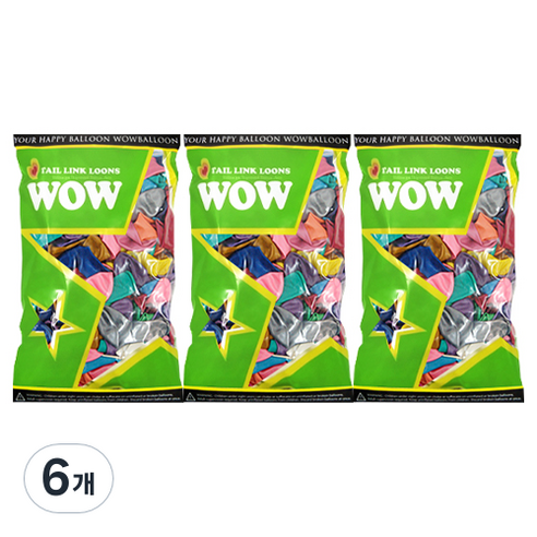 와우파티코리아 와우링커룬 풍선 15cm 50p, 펄혼합, 6개