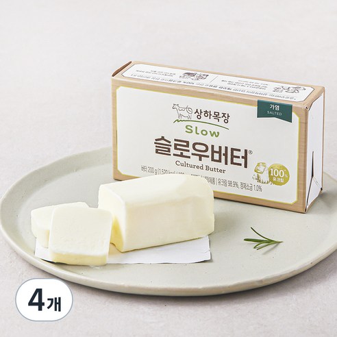 상하목장 슬로우 가염버터, 200g, 4개