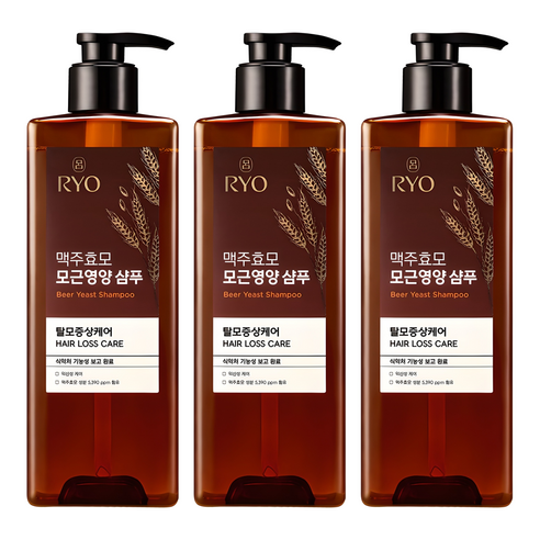 려 맥주효모 모근영양 탈모증상케어 샴푸, 600ml, 3개