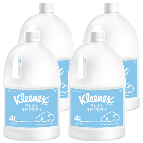 크리넥스 99 플러스 핸드워시 리필 허브파우더, 4L, 4개