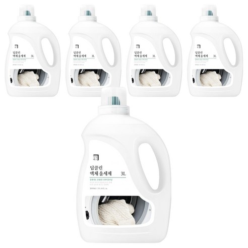 살림백서 딥클린 액체 울 세제 본품, 3L, 5개