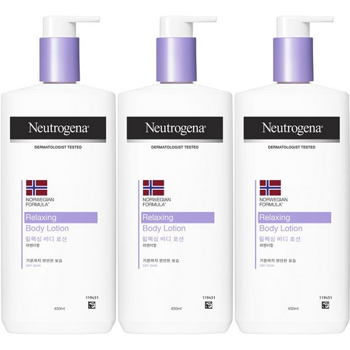 뉴트로지나 릴랙싱 바디 모이스처라이저 라벤더향, 450ml, 3개