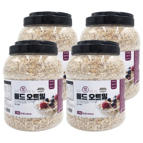 건강곡간 영양가득 롤드오트밀 통, 1.2kg, 4개
