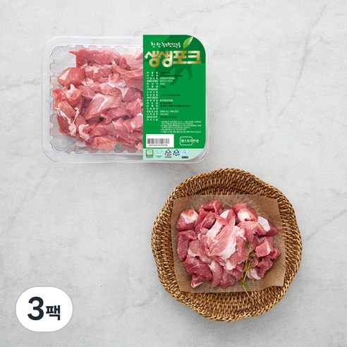 생생포크 한돈 무항생제 인증 앞다리 찌개 (냉장), 500g, 3팩