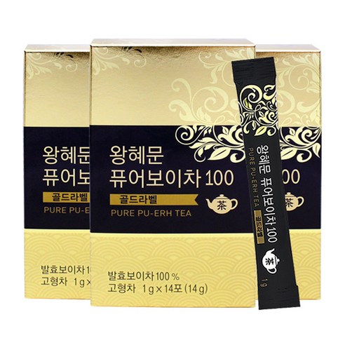 왕혜문 퓨어보이차 100, 1g, 14개입, 3개