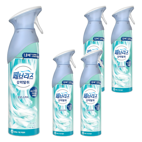 페브리즈 에어 실내 탈취제 린넨 스카이 본품, 165g, 5개