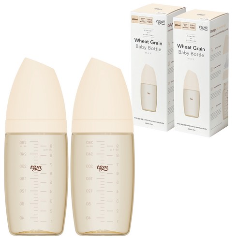 티지엠 유아용 PPSU 밀알 젖병, 아이보리, 280ml, 2개