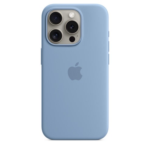 Apple 정품 아이폰15 시리즈 맥세이프 실리콘 케이스 아이폰15 Pro, 윈터 블루 섬네일