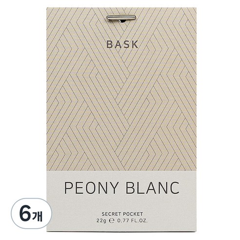 바스크 사쉐 시크릿포켓 옷장 방향제 피오니블랑향 본품, 22g, 6개