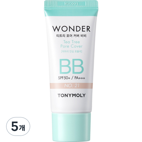 토니모리 원더 티트리 포어 커버 비비크림 SPF50+ PA+++ 30ml, 21 스킨베이지, 5개