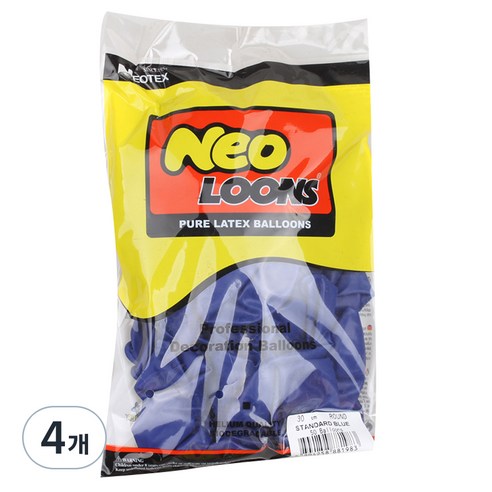 네오룬스 30cm 라운드풍선 50p, 스탠다드 블루, 4개