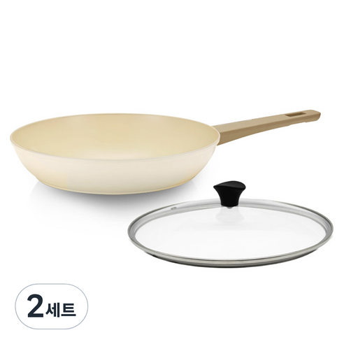 리벤스 인덕션 퍼펙트 세라믹 IH 후라이팬 + 유리뚜껑 세트, 28cm, 2세트