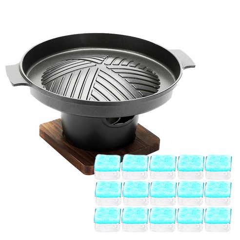 뉴비아 더블 미니화로 NEWVIA-MB1100 + 에탄올고체연료 30g x 15p 세트, 1개, 22 x 22 x 2.8 cm