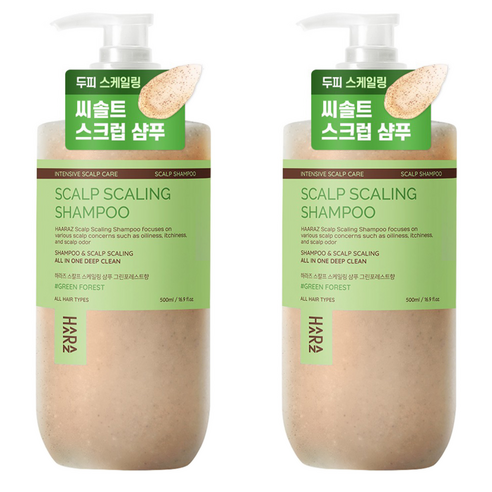 하라즈 스크럽 스칼프 스케일링 샴푸 그린포레스트향, 500ml, 2개