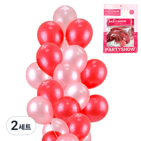 파티쇼 파티 장식 풍선 2종 x 10p 세트, 펄 루비레드, 펄 라이트핑크, 2세트