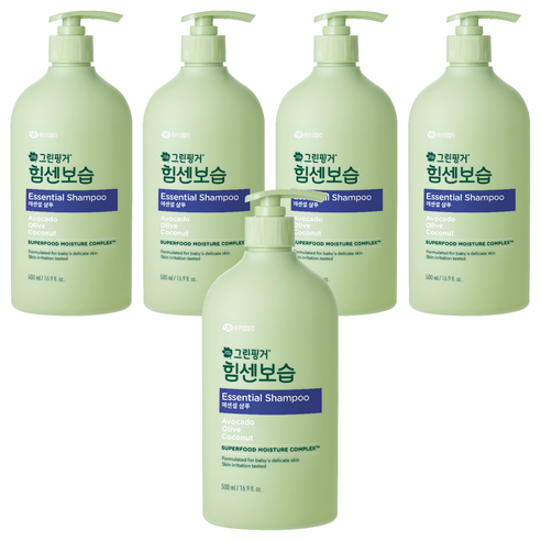 그린핑거 유아용 힘센보습 에센셜 샴푸 마일드오렌지 그린티향, 500ml, 5개