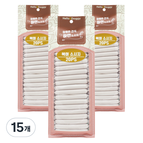 헬로도기 강아지 참좋은간식 하얀소시지 20p, 북어맛, 180g, 15개
