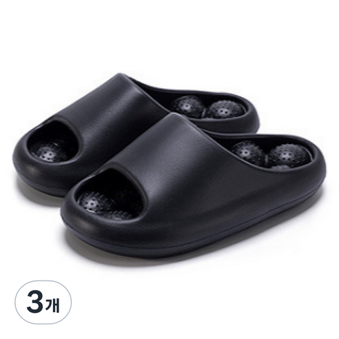 살림여왕 지압 커플 슬리퍼 280mm, 블랙, 3개