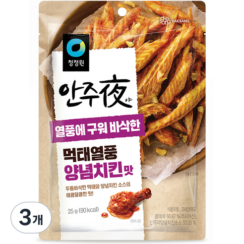 대상 청정원 안주야 먹태열풍 양념치킨맛, 25g, 3개