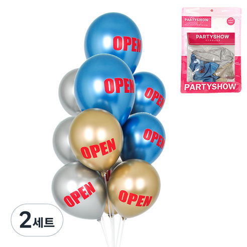 파티쇼 파티 장식 풍선 10p 세트, 크롬오픈, 2세트