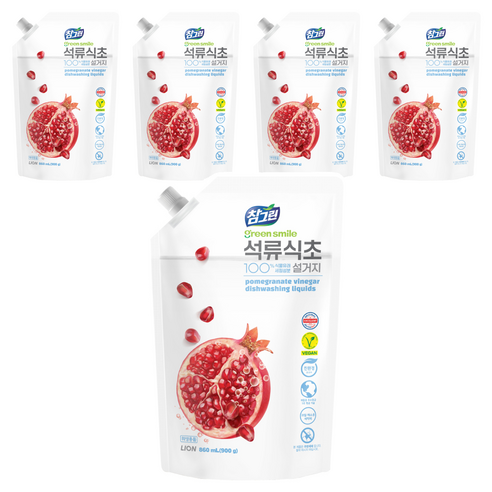참그린 석류식초 설거지 주방세제, 860ml, 5개