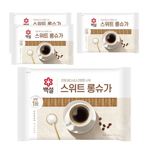 백설 하얀설탕 롱슈가 스틱 5g 100개 1봉, 500g, 2개 라빠르쉐설탕