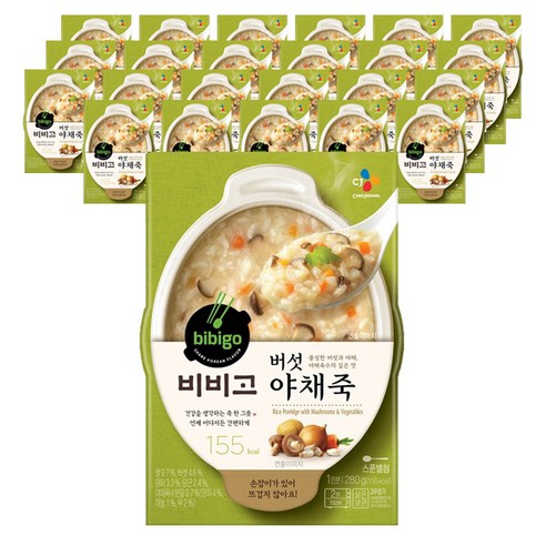 비비고 버섯 야채죽, 280g, 24개