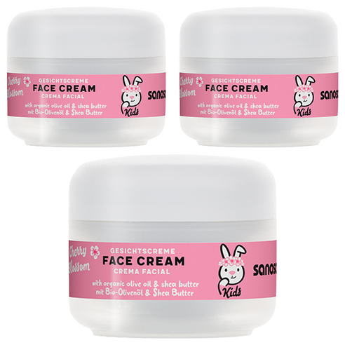 사노산 유아용 키즈 페이스 크림 체리블로썸, 3개, 50ml