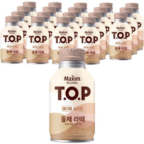 맥심 에스프레소 T.O.P 미디엄 로스트 돌체 라떼, 275ml, 20개