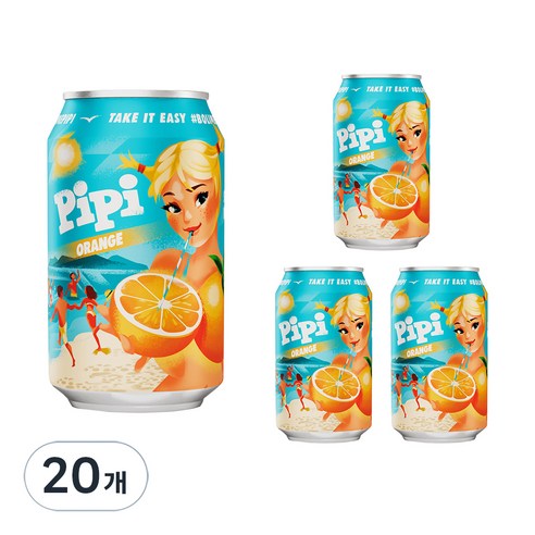 피피 오렌지 비치음료 캔, 330ml, 20개