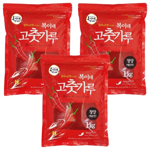 복이네먹거리 중국산 청양고추가루 매운맛 김치용, 1kg, 3개
