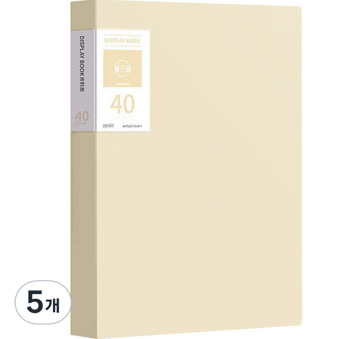 서류정리 A4 클리어파일 40p, 베이지, 5개