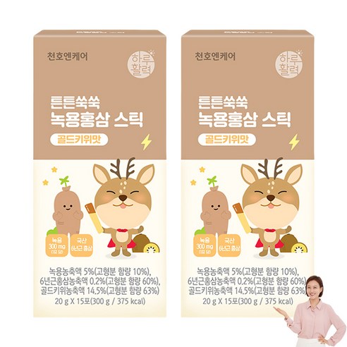 천호엔케어 유아용 튼튼쑥쑥 녹용홍삼 스틱 15p, 300g, 2개