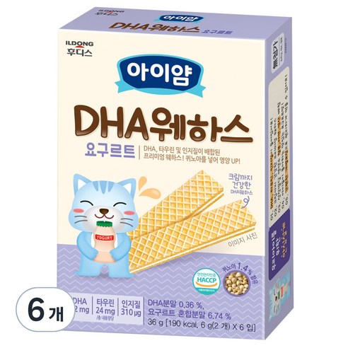 일동후디스 아이얌 DHA 웨하스, 요구르트, 36g, 6개