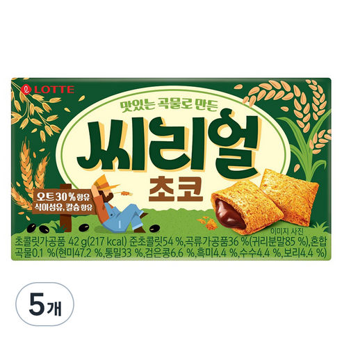롯데웰푸드 씨리얼 초코, 42g, 5개